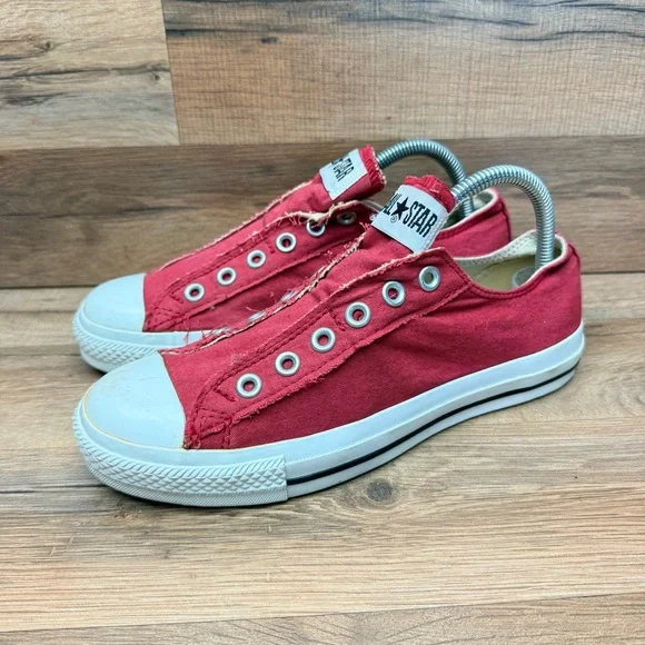 Converse All Star Fire Engine Red Canvas Side Aplix women 8 - Picture 2 of 9
